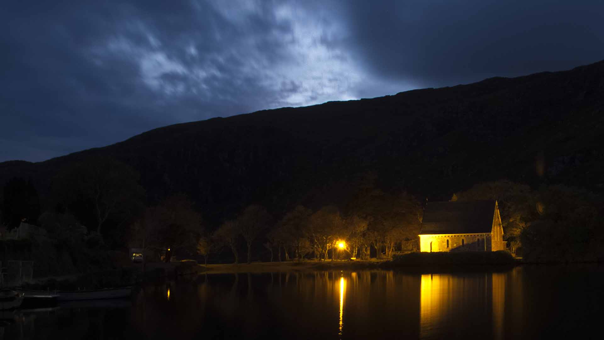 Gougane Barra Church Co Cork Ireland at night