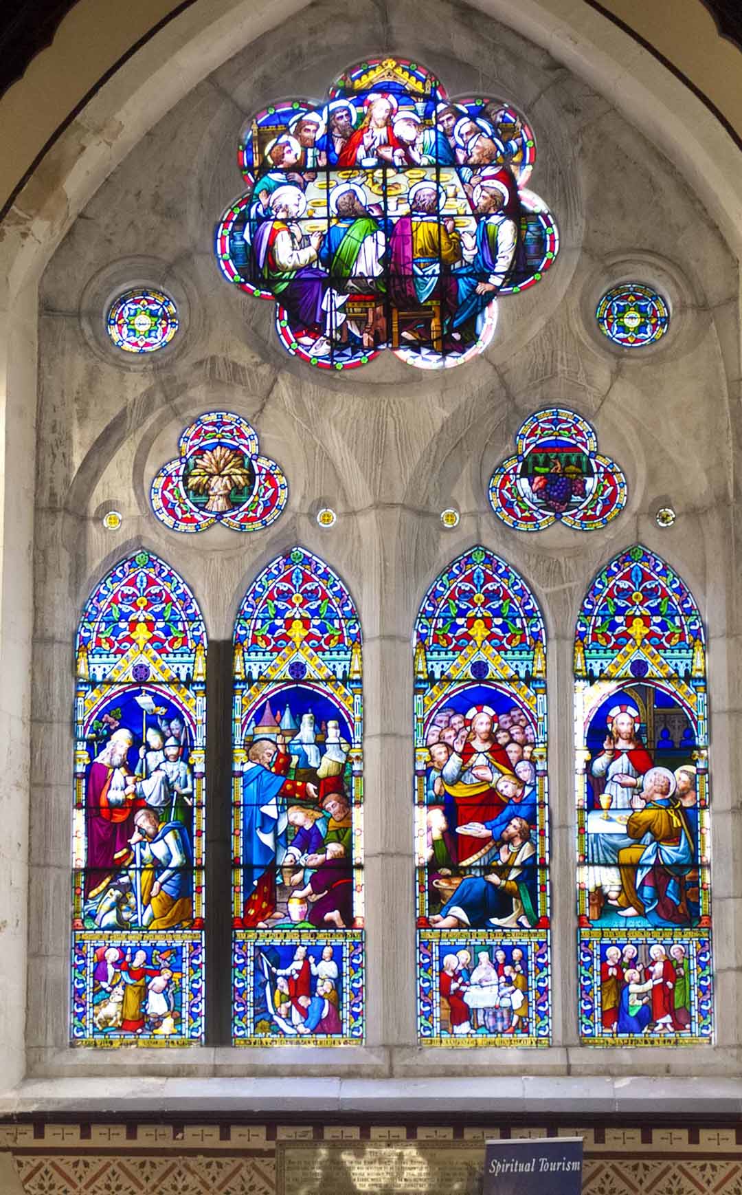 Showing the windows of St Mary's Church Killarney.