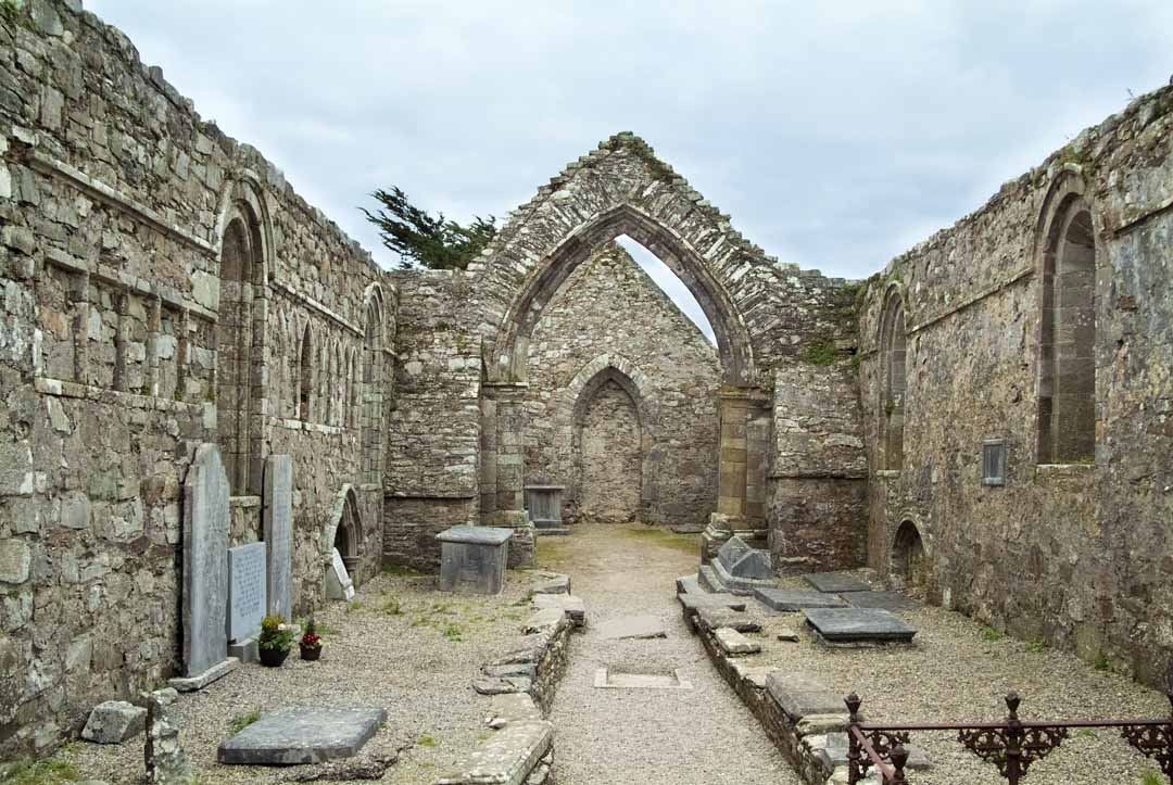 Inside the old ruins of Ardmore Cathedral