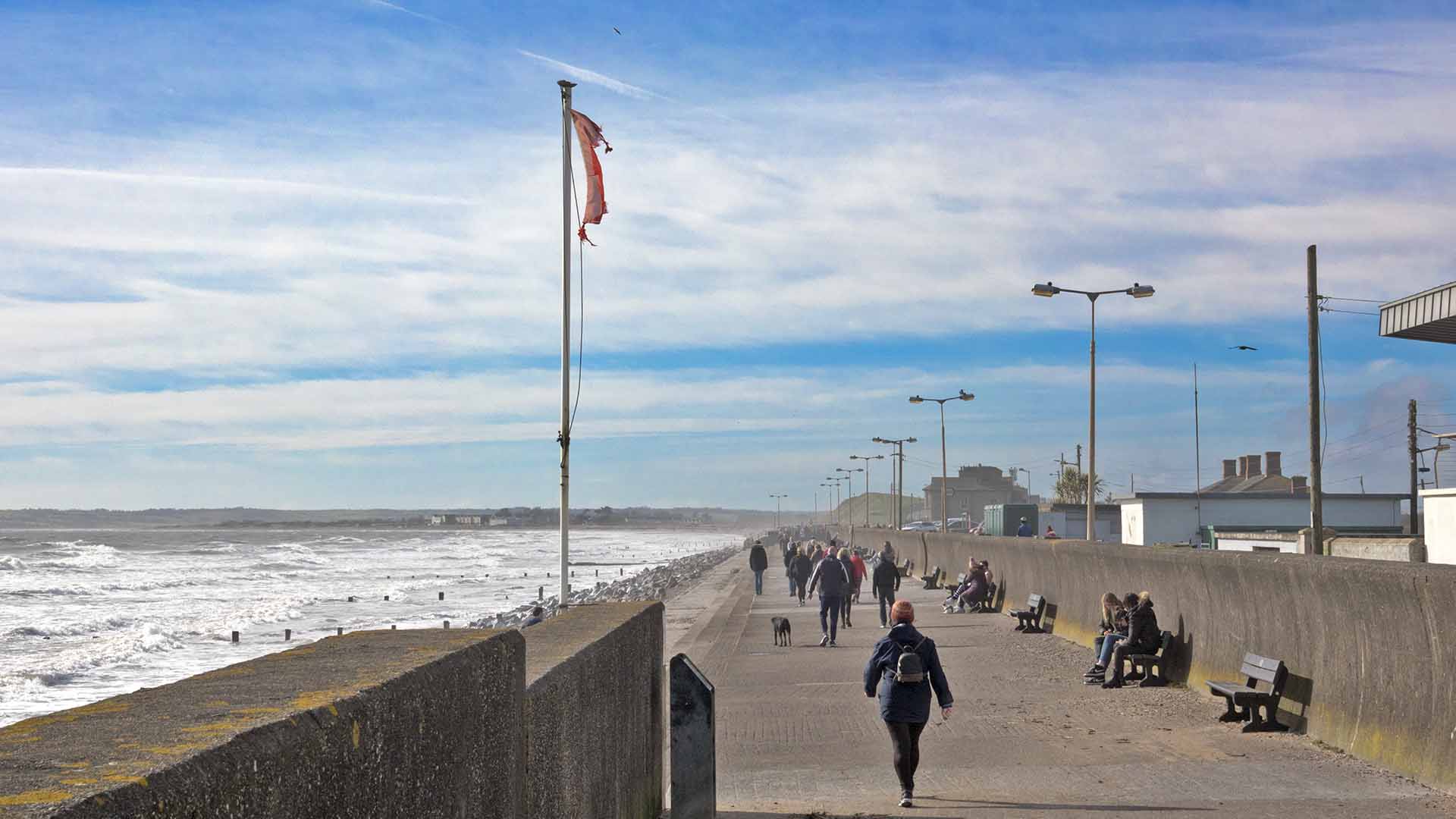 People enjoying Youghal seafront Cork Ireland